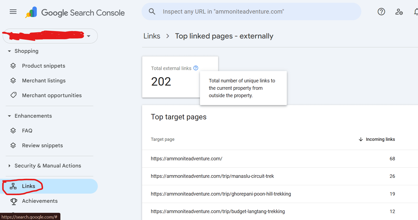 Checking backlinks using Google search console