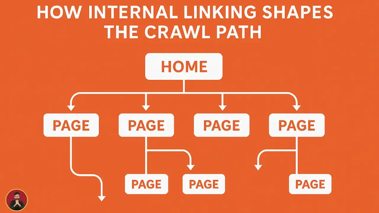 This visual demonstrates how search engine crawlers navigate through internal links, starting from the Home Page, moving through multiple Pages, and following interconnections.