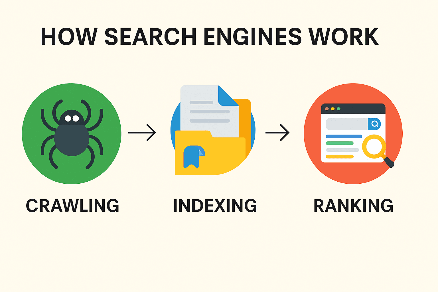 This image explains How Search Engines Work